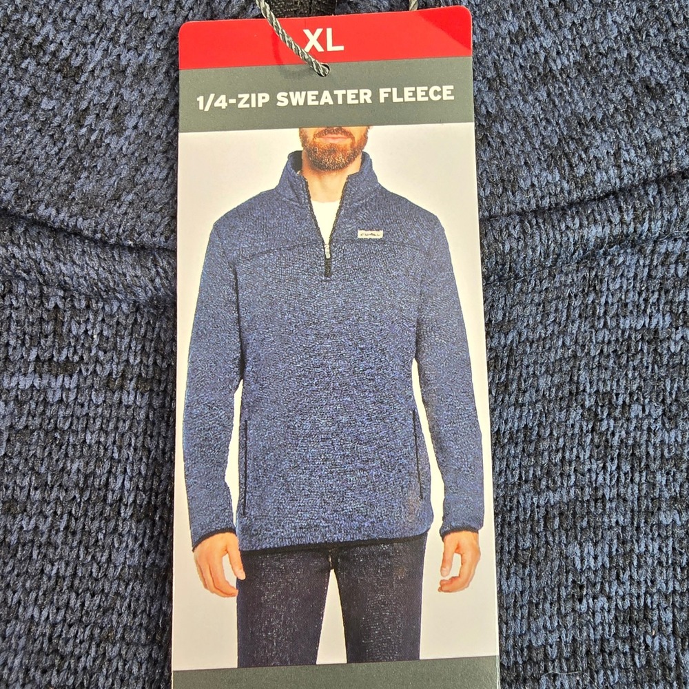 Eddie Bauer Mens XL 1/4 Zip Sweater Fleece Pullover Blue Marl NWT - Picture 2 of 9